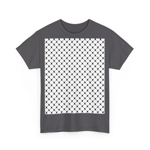 Keffiyeh Pattern Heavy Cotton Tee - Modern Mesh Design Streetwear T-Shirt
